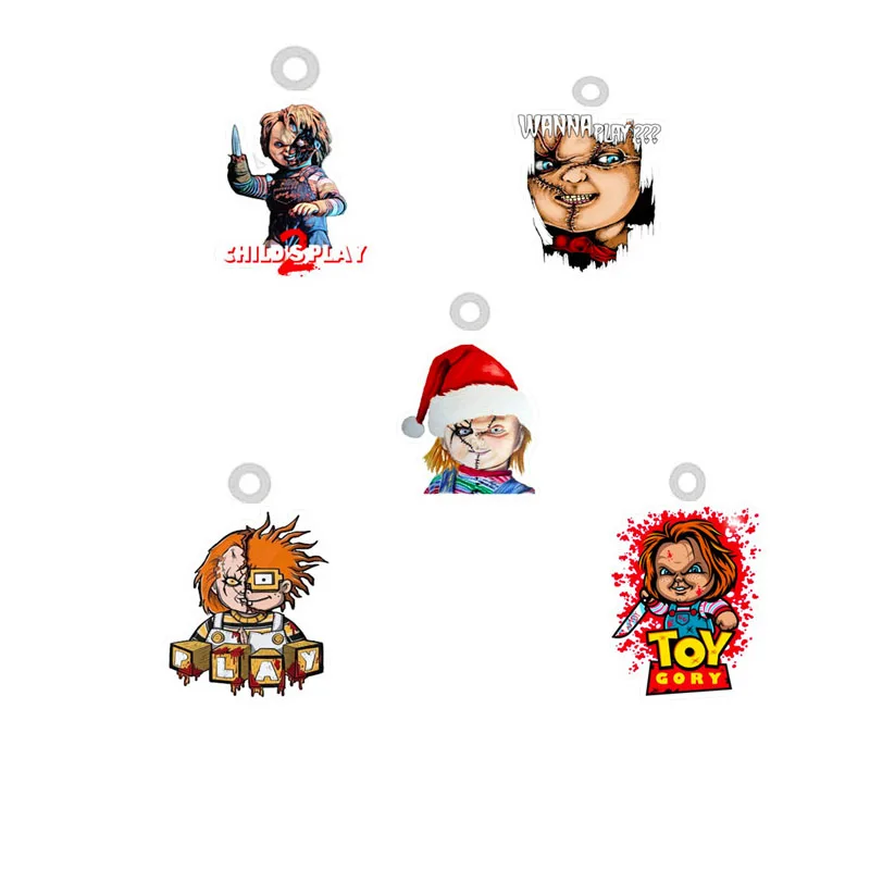 

10PCS Horrible Movie Acrylic Charms for Jewelry Making Resin Epoxy Child Play Charms Pendants For DIY Earrings Bracelet Jewelry