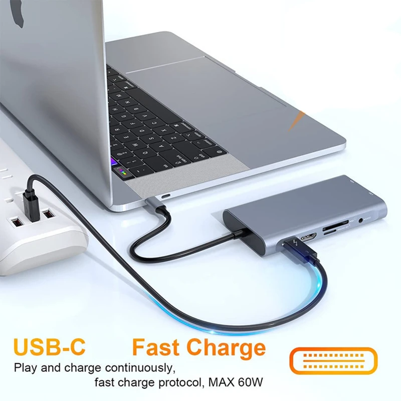 USB C 허브-RJ45 HDMI 호환 4K USB 3.0 C타입 독, SD TF 카드 리더 도킹, 맥북 삼성 S21 Dex TV 노트북 마우스용
