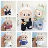 17cm Mini Plush Doll'S Clothes Outfit Accessories For Korea Kpop Exo Labubu Idol Dolls Corduroy overalls T-shirt Clothing Gift 3