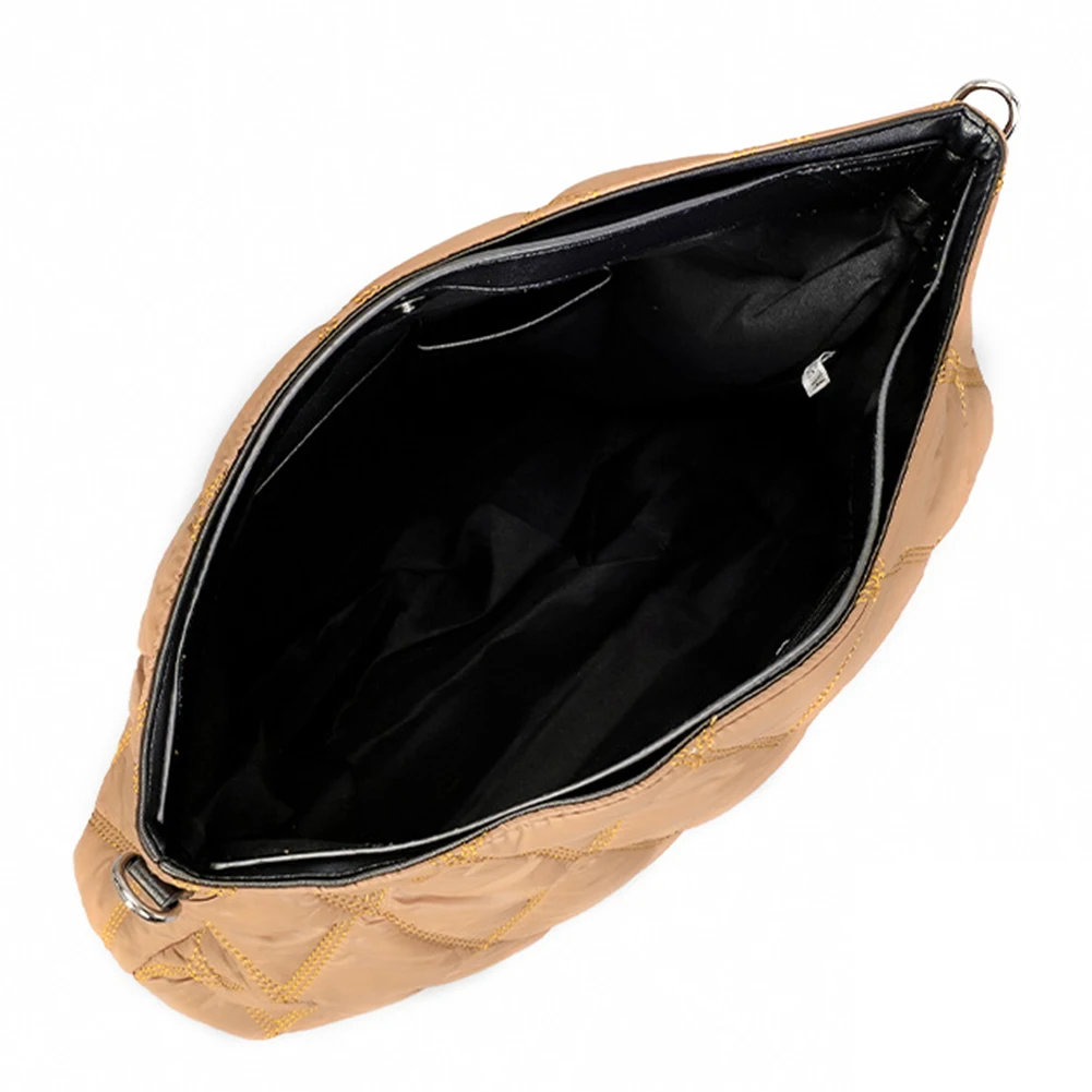 Rhombic Lattice Female Tote Bags Elegant Autumn Winter Top-handle Bag Simple Fashion Soft Warm Nylon Portable for Party Shopping