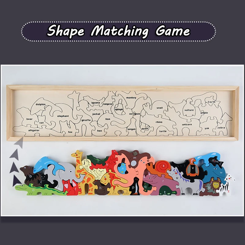 Wooden Animal Blocks Montessori Toys for Kids