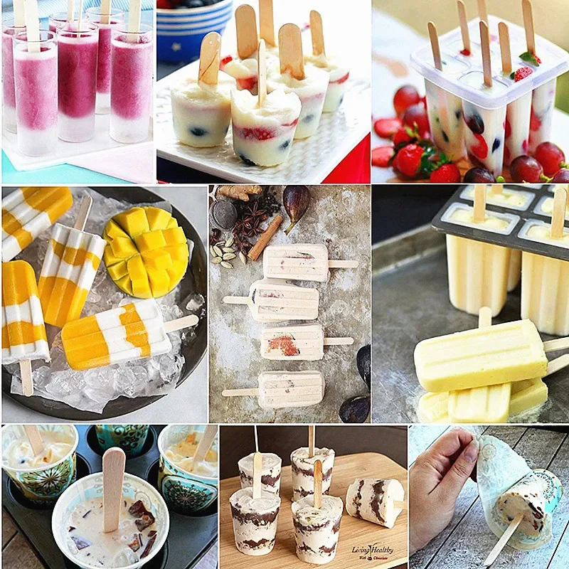 50Pcs/Lot Popsicle Stick Ice Cube Maker Cream Tools Model Special-Purpose Wooden Craft Stick Lollipop Mold Accessories