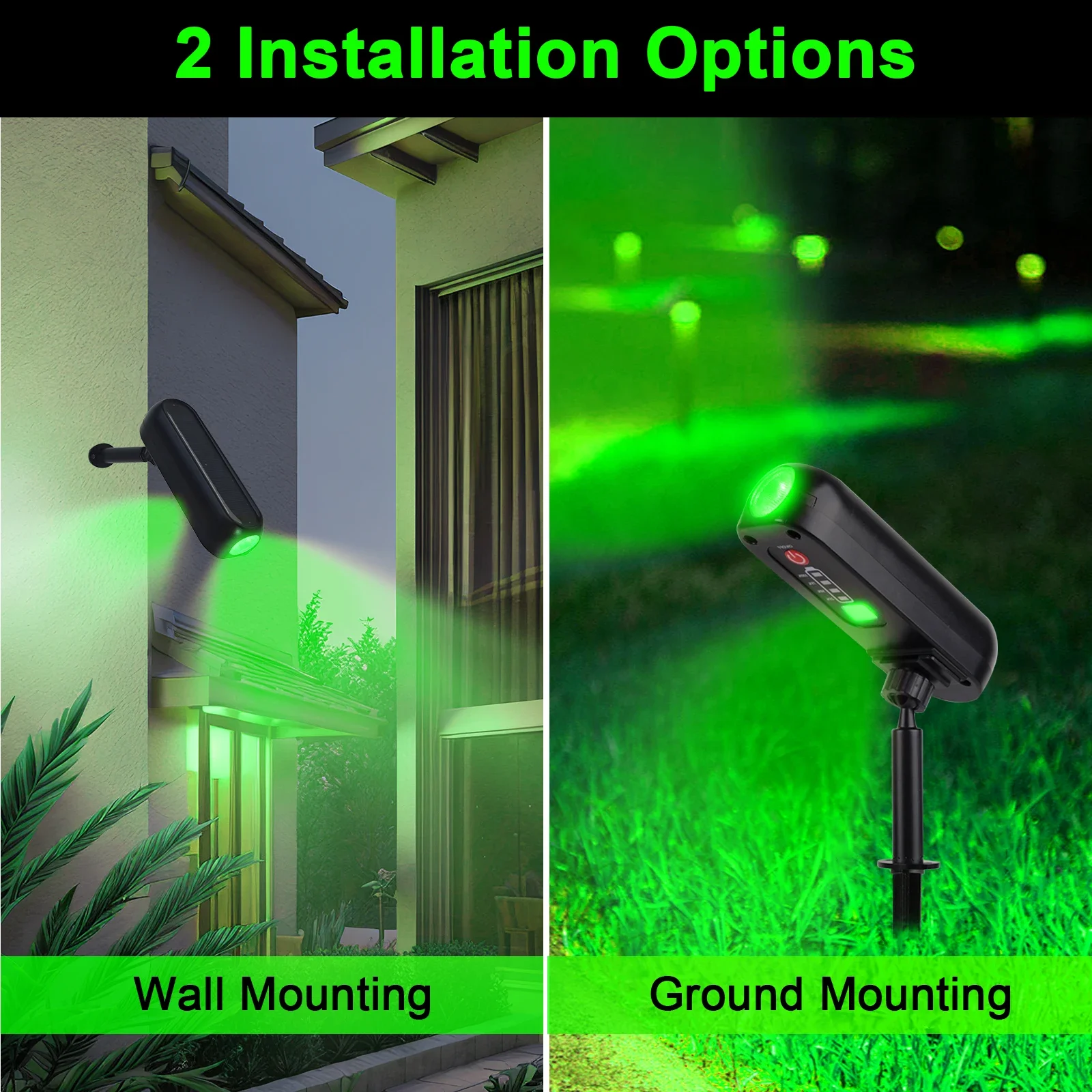 4PCS Solar LED Light Outdoor Solar Wall Light IP65 Green Garden Light Solar Spotlights Solar Uplights for Trees Pathway Yard 6