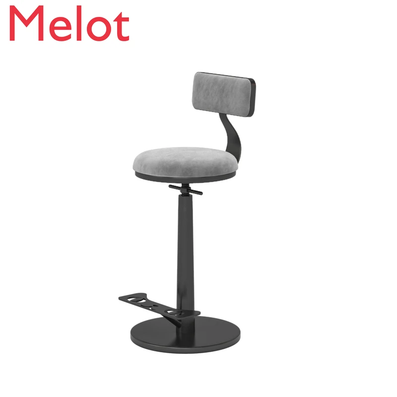 

Nordic Bar Stool Spinning Lift Backrest Modern Minimalist Bar Chair Light Luxury Home High Stool Living Room Dedicated Chair
