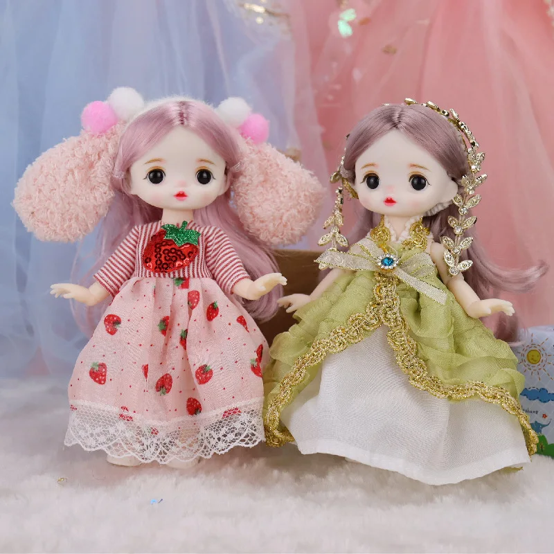 

16cm New Bjd Toy 1/12 Exquisite Princess Dress Up Bjd Doll Cute Cartoon Movable Joint Vinyl Doll Girl Toy Children Birthday Gift