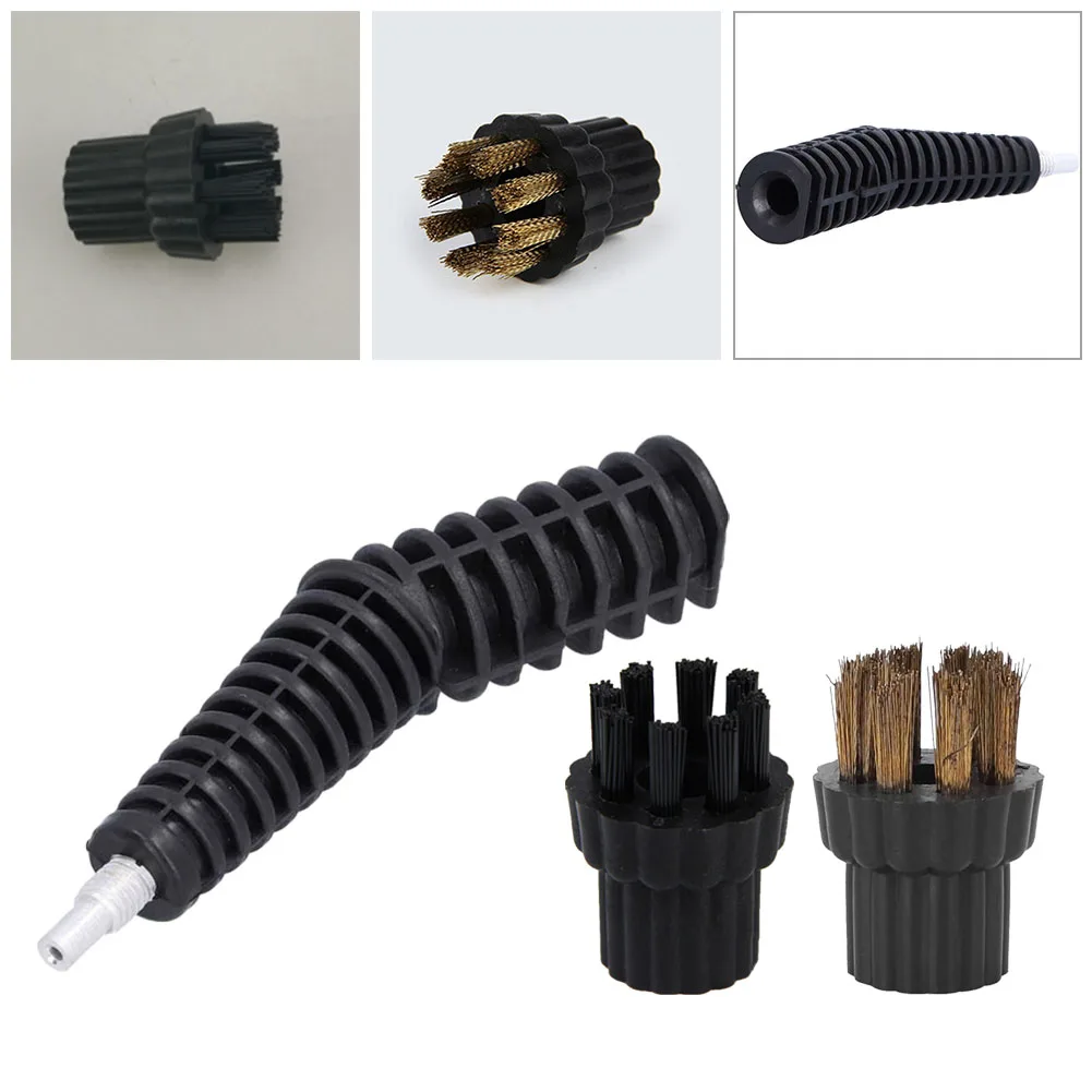 Steam Cleaner Brush Head Nozzel Brush And Brass Nylon Brush Head Set for Steam Mop Cleaning Mop Nozzle Connector Replacement Accessories