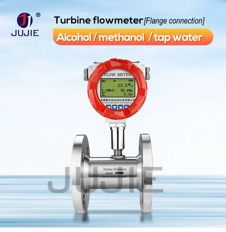 DN40/50 3'' SS304 Oil Flow Meter Fuel Diesel Liquid Turbine Flowmeter with LCD D