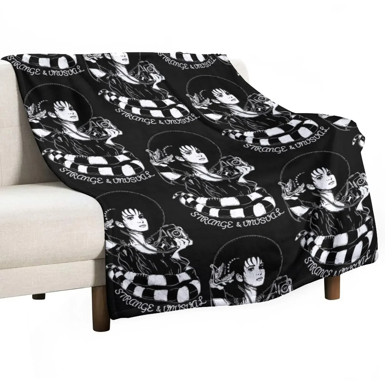

Lydia Deetz Strange and Unusual Gothic Throw Blanket Shaggy Shaggy Thermals For Travel Blankets