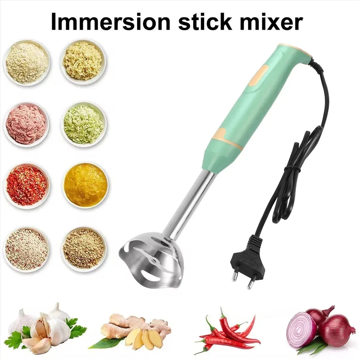Electric Handheld Food Mixer, Multifunction Egg Beater & Veggie Blender/Chopper with Stainless Steel Whisk for Kitchen Tools 5