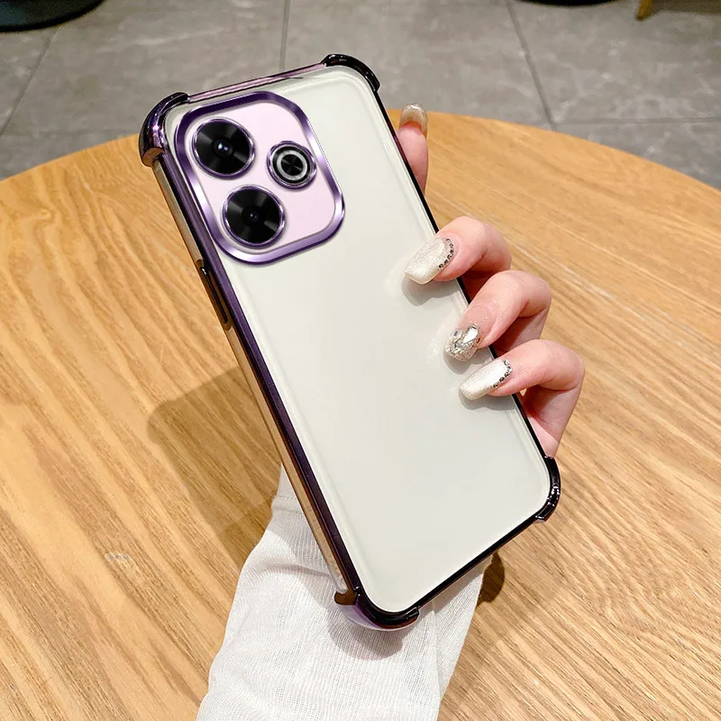 Enhanced Shockproof Silicone Phone Case with Reinforced Corners and Plating Design