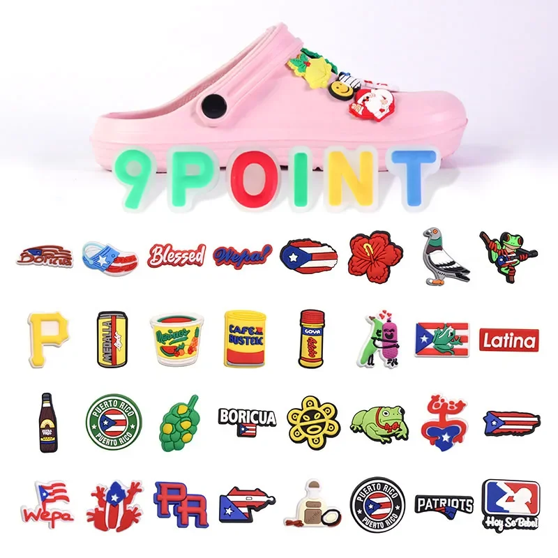 

PVC Shoe Charms Puerto Rico Accessories Cartoon Frog Shoe Decoration Shoe Buckles for Clog Sandals X-mas Gifts Buckle