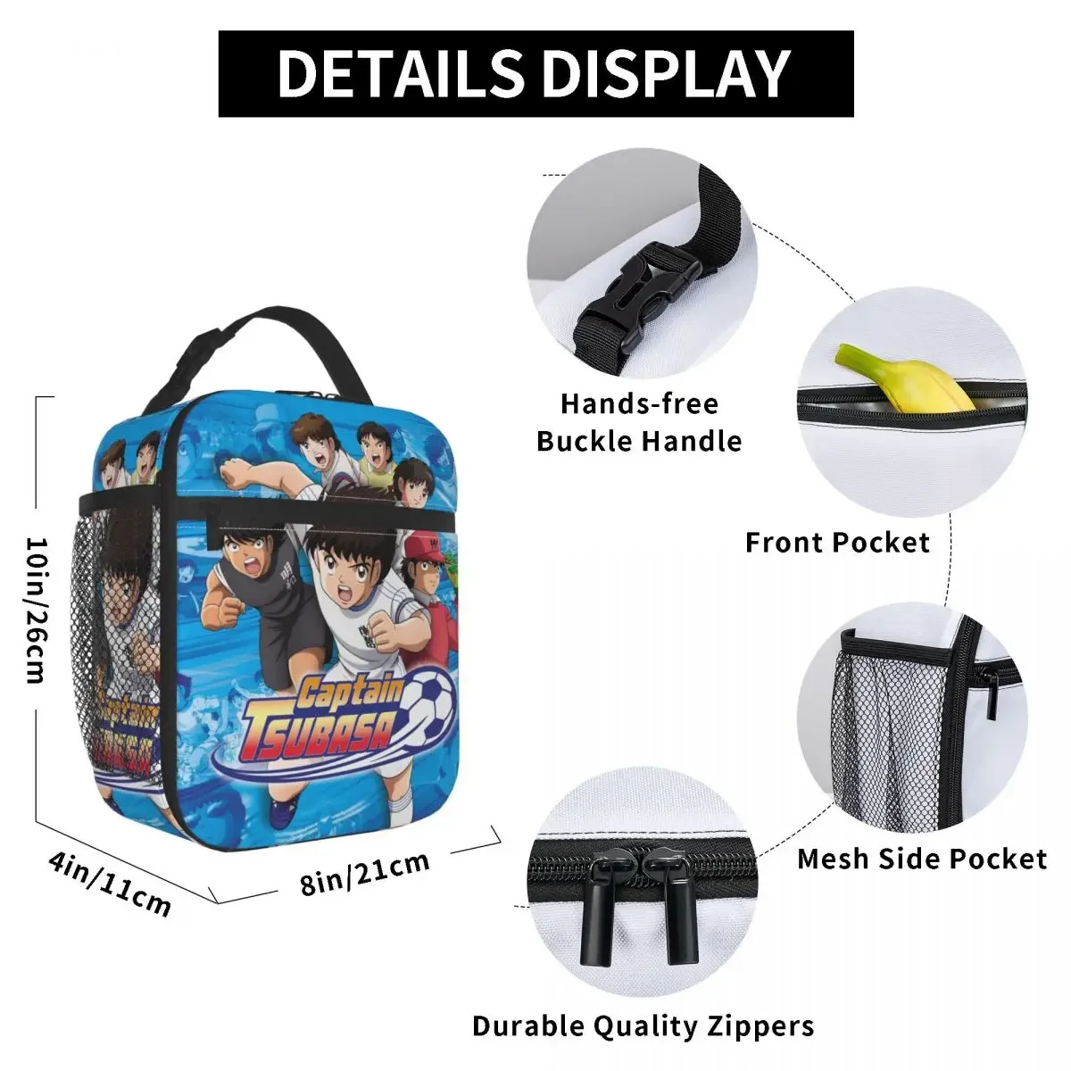 Captain Tsubasa Anime Lunch Bag Women Thermal Cooler Insulated Lunch Boxes Student School