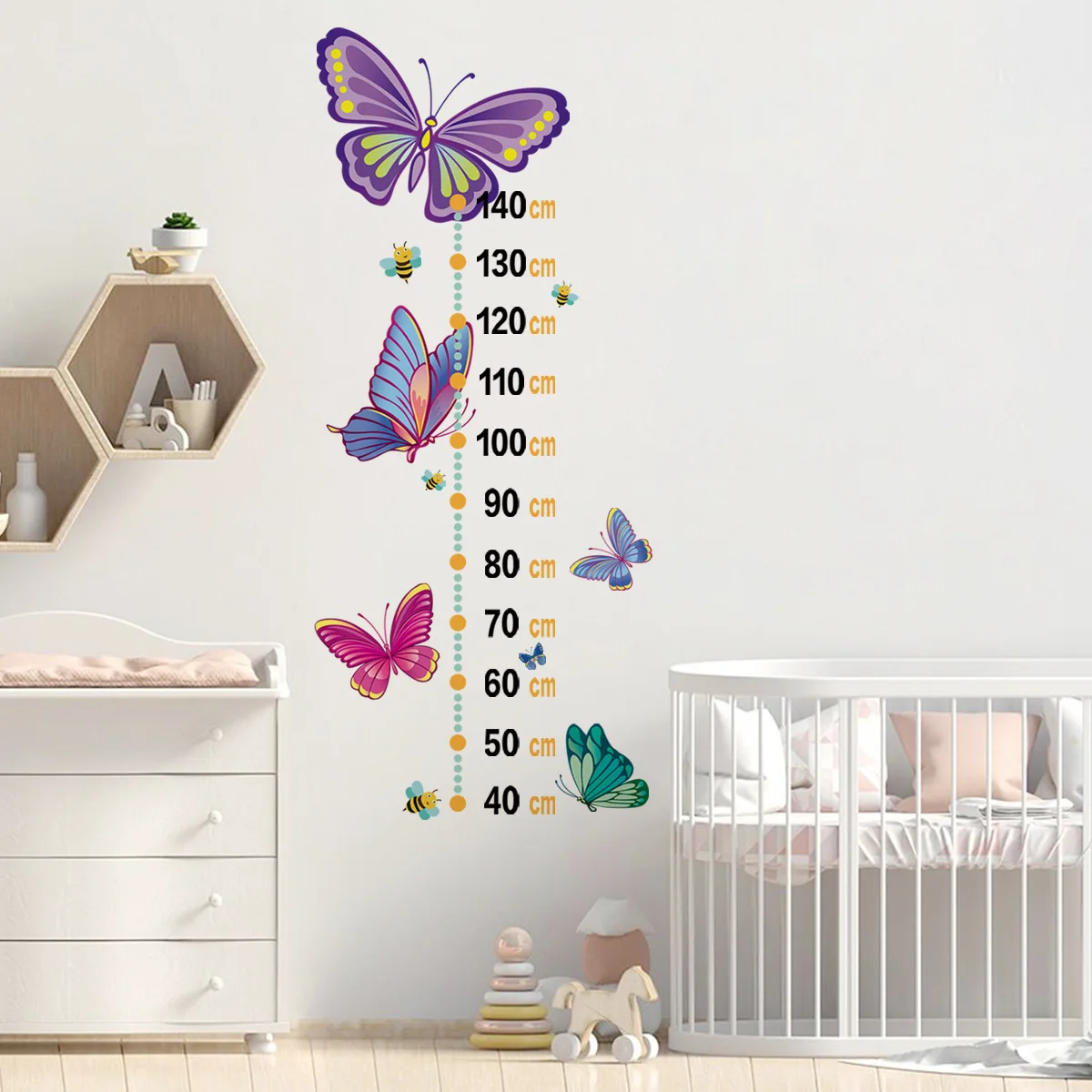 Butterflies Growth Chart for Kids Girl Wall Stickers Measure Height