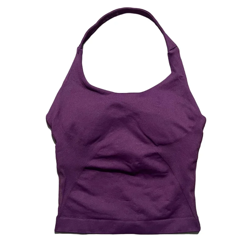 Seamless Push-Up Sports Halter Top with Removable Padding