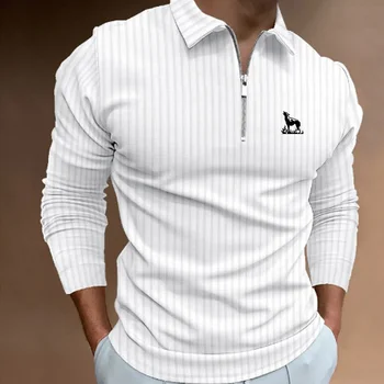 Men Fashion Long Sleeve Zipper Polo Shirt Men Casual Lapel Polo Shirt Fashion Polo Shirt Casual Men Polo Shirt Men Tops Polo 1