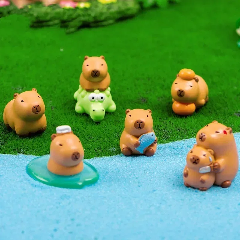 Resin Cartoon Capybara Statue DIY Miniature Figurine Multicolor Garden Ornament Figurines & Miniatures