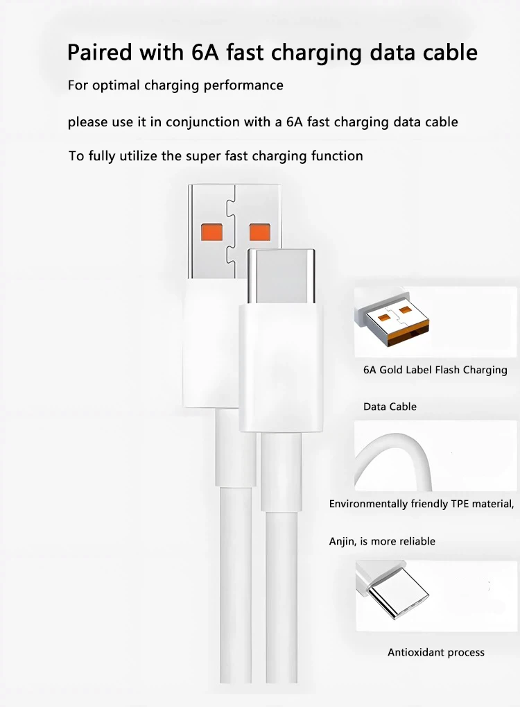 90W 6A Turbo Fast Charging Wall Charger for Xiaomi Ultra 15 14 Redmi Note 11T 12T 13 15Pro POCO F4 X5 USB Type C Charge Cable