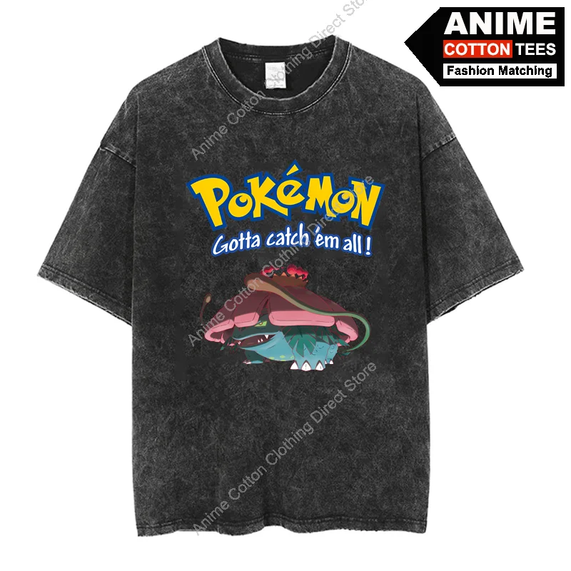 

Pokemon Venusaur T Shirt Cartoon Anime Cute Elf Print Clothes Y2k Harajuku Casual Unisex Oversized Loose T-shirt Cotton Tees