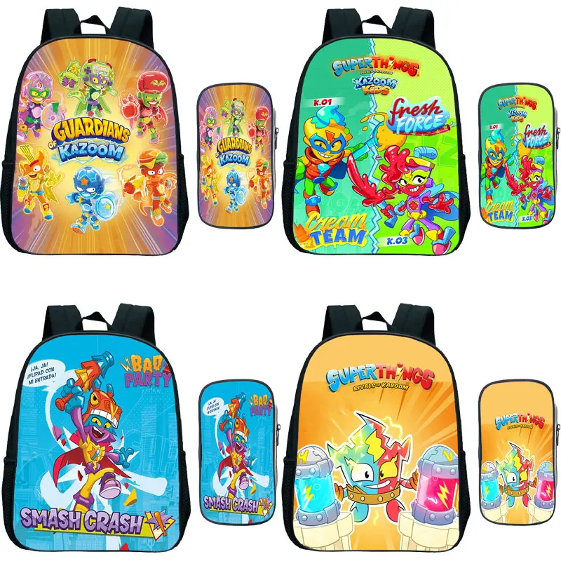 

New! Super Zings Backpack 2pcs/Set Kids Bookbag Superzings Series 9 School Bags Boys Girls Primary Kindergarten Bagpack Mochila