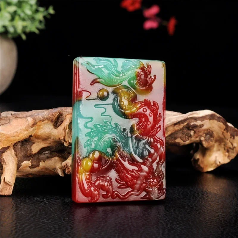 

Natural Colorful Jade Hand-carved Dragon Pendant Fashion Boutique Jewelry Men and Women Zodiac Dragon Necklace Gift Accessories