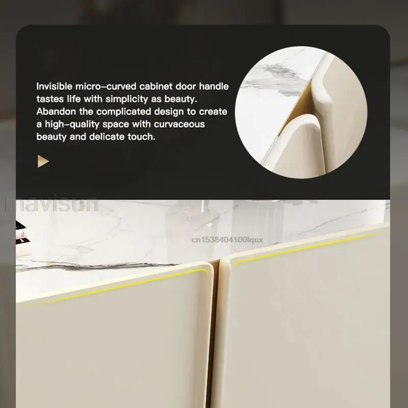 White High-end Marble Kitchen Sideboard Dining Room Storage Dresser Stainless Steel Leg 1.6m Household Kitchen Furniture