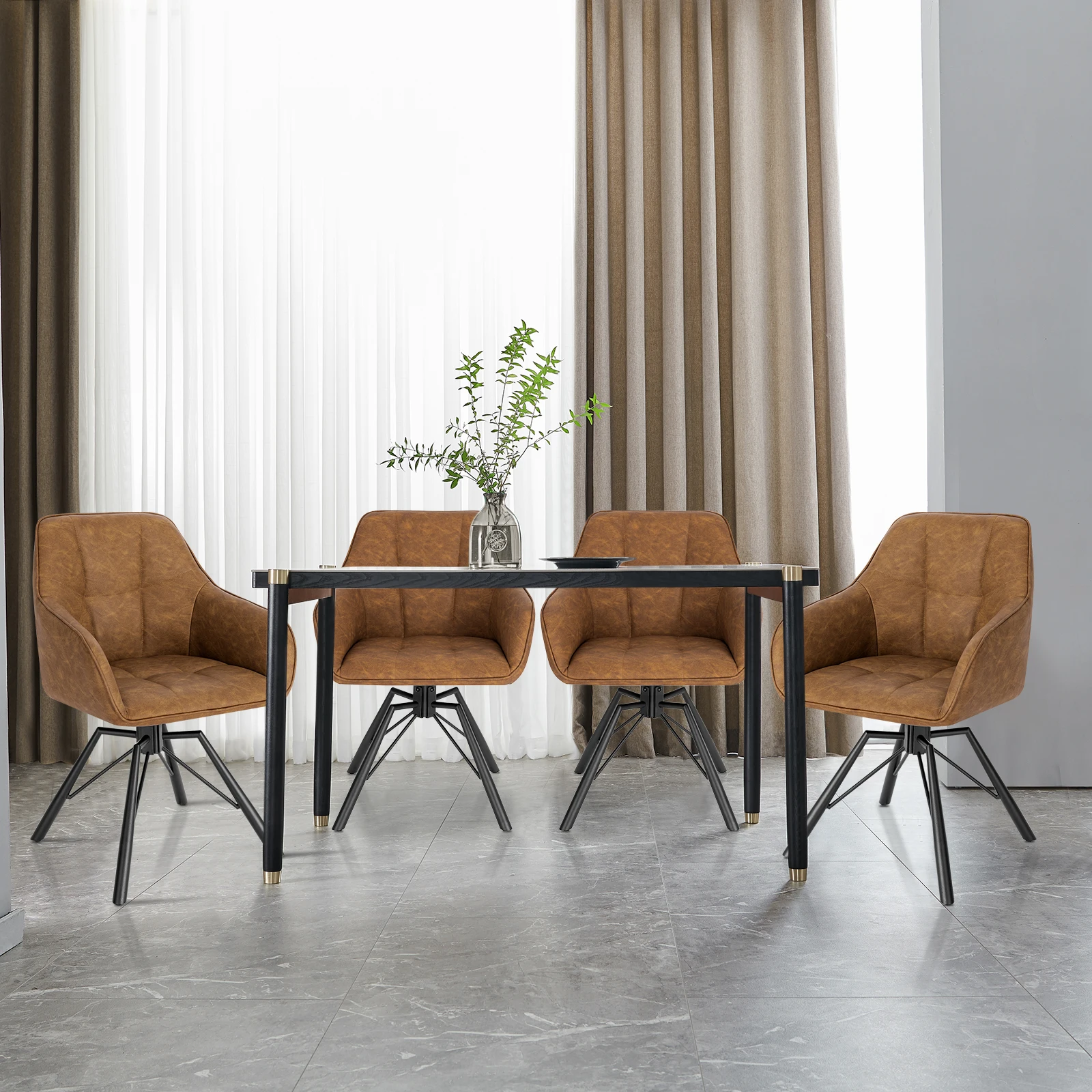 WOLTU 1-teiliger gepolsterter Esszimmerstuhl, bequemer drehbarer Küchenstuhl mit Armlehnen und Rückenlehne für Restaurant, Wohnzimmer, Zuhause – Detail 39