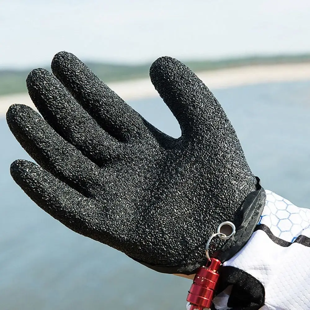 Fishing Gloves 1pc Fishing Gloves Full Finger Anti-Slip Durable Work Cutproof Glove Fisherman Protect Hand Fish Grab Carp Latex Hunting Gloves