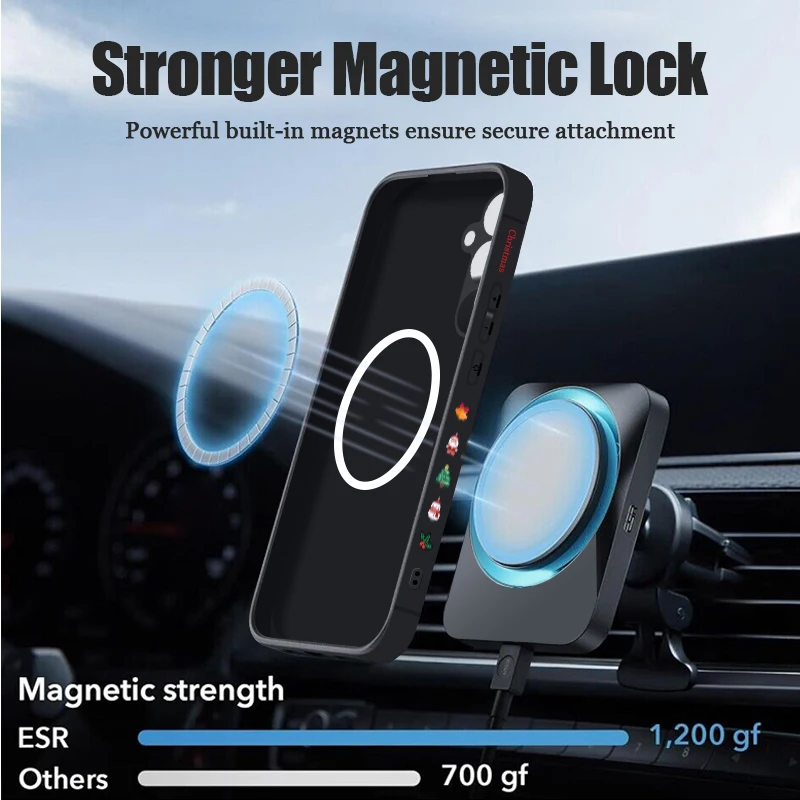 Festive Santa & Elk Magnetic Phone Case with Magsafe Wireless Charging Compatibility