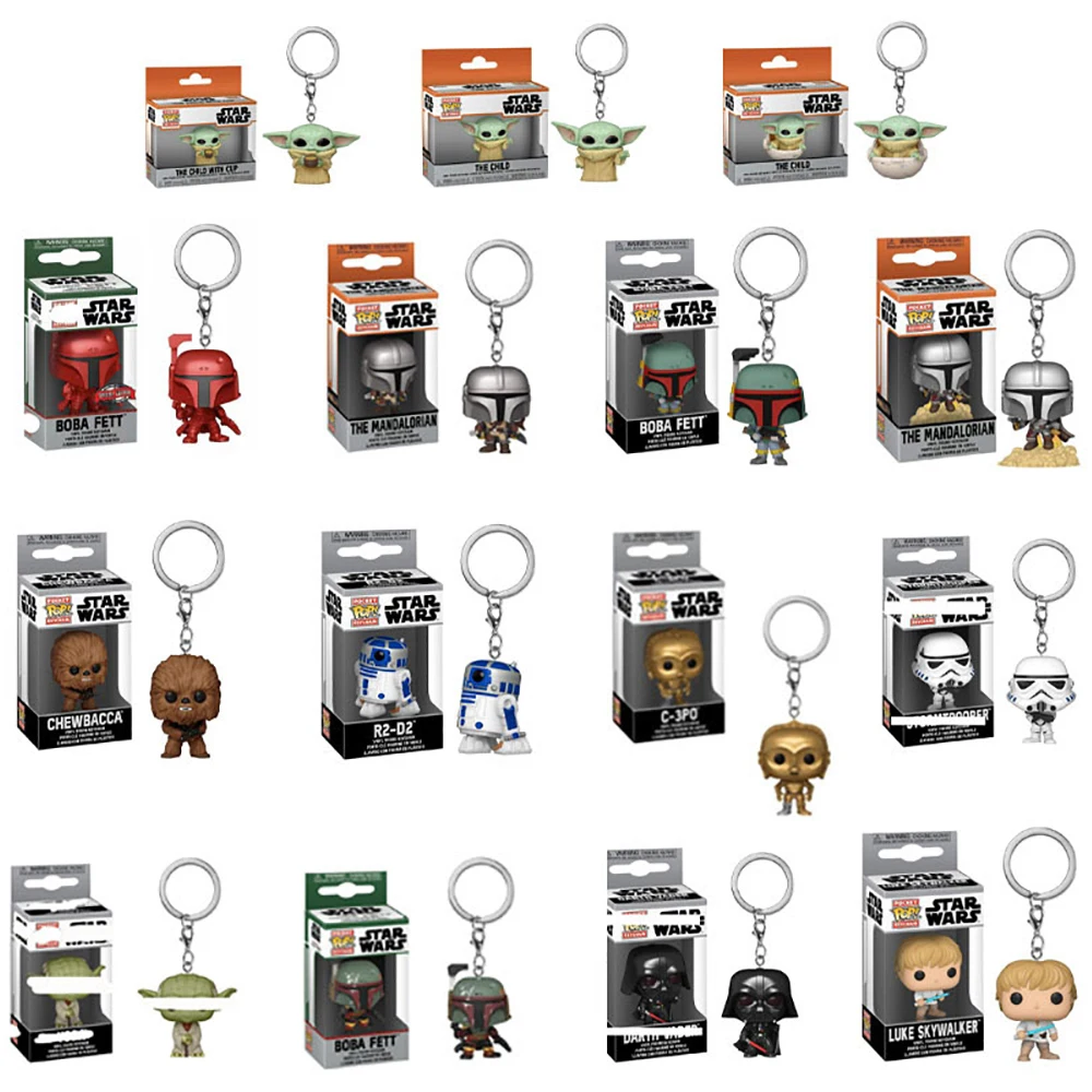 FUNKO Pocket Keychain Star Wars The Mandalorian Darth Vader Chewbacca Multiple Movie Peripheral Pendant Keychains Boy Girl Gifts 6