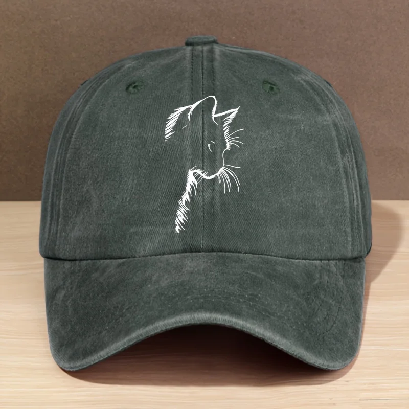 Modische, ausgehöhlte Baseballkappe mit Katzenmuster für Herren und Damen, LKW-Fahrerkappe, Outdoor-Sport, Camping, Angeln – Detail 6