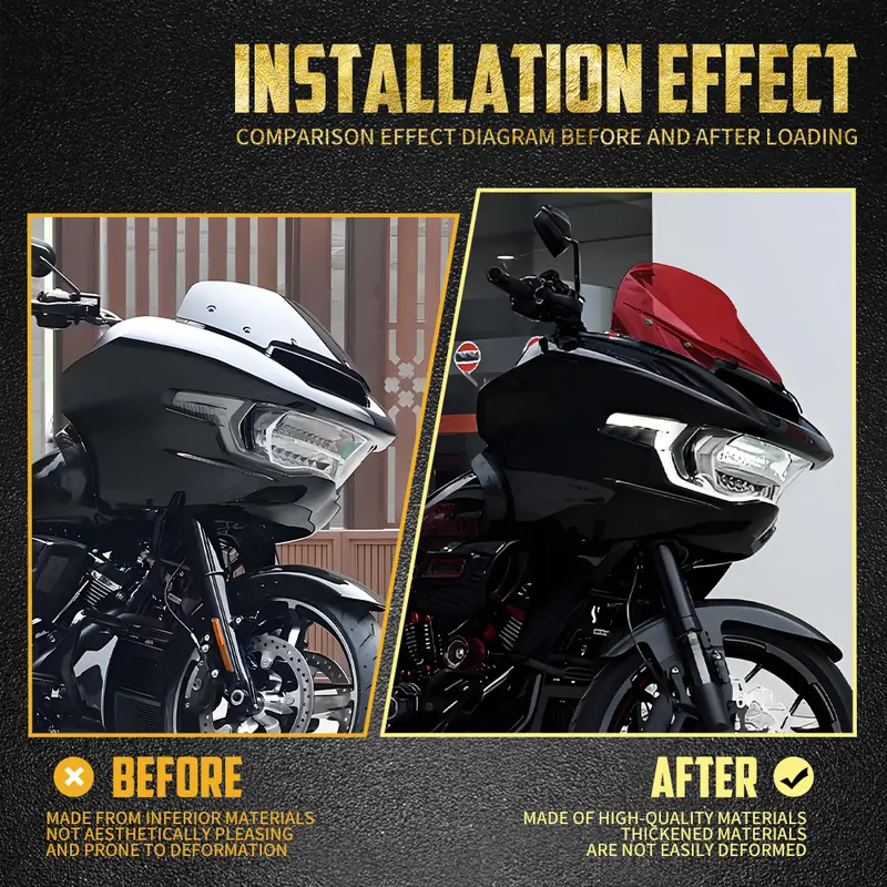 Motorcycle 10" Windshield Fairing Wind Deflector Windscreen ABS For Harley Touring CVO Road Glide 2023 2024 2025 FLTRX FLTRXSE - Image 4
