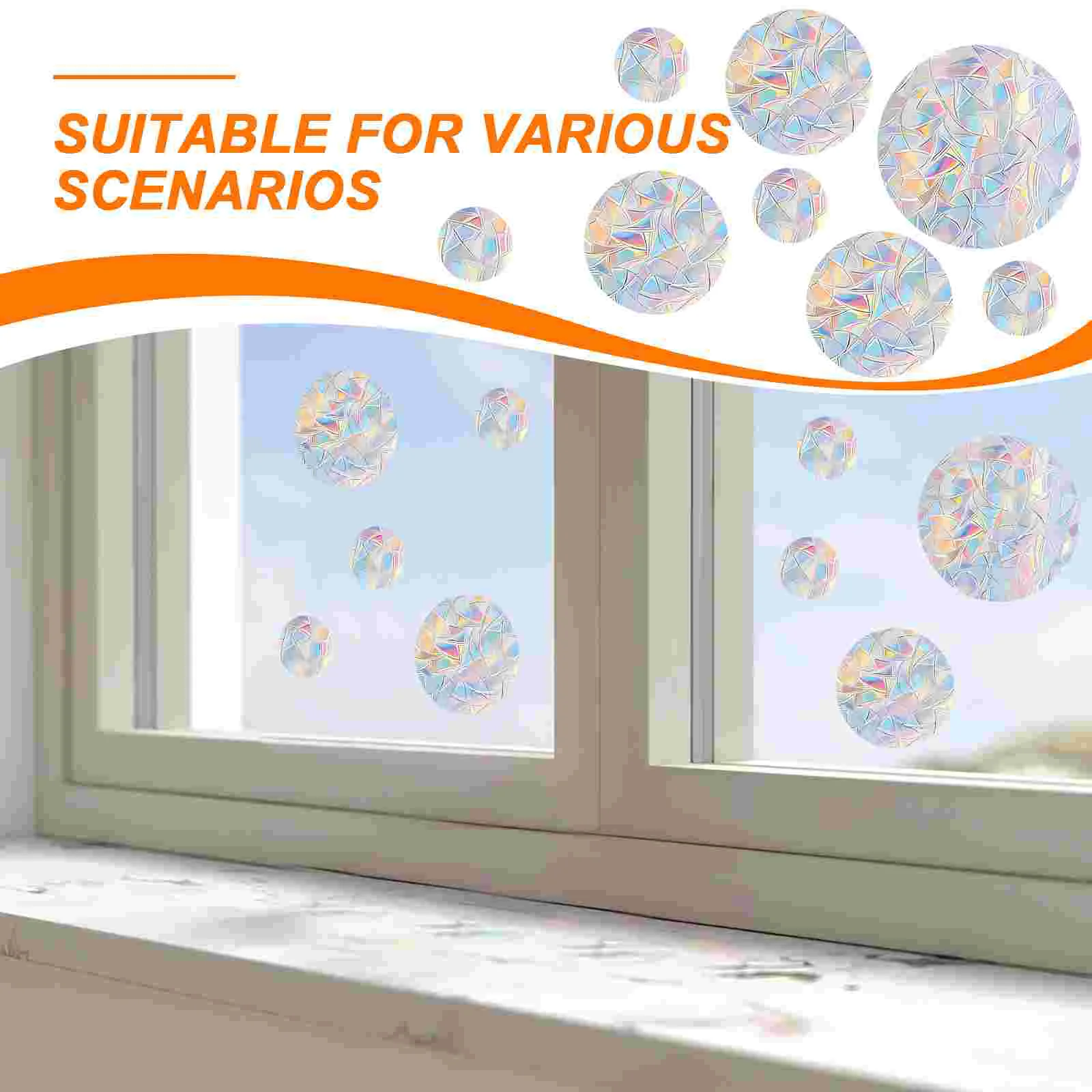 3 Round Rainbow Prism Window Stickers Anti Collision Glass Clings Decorative Decals Wall Stickers Pvc Cling Home Decor Static