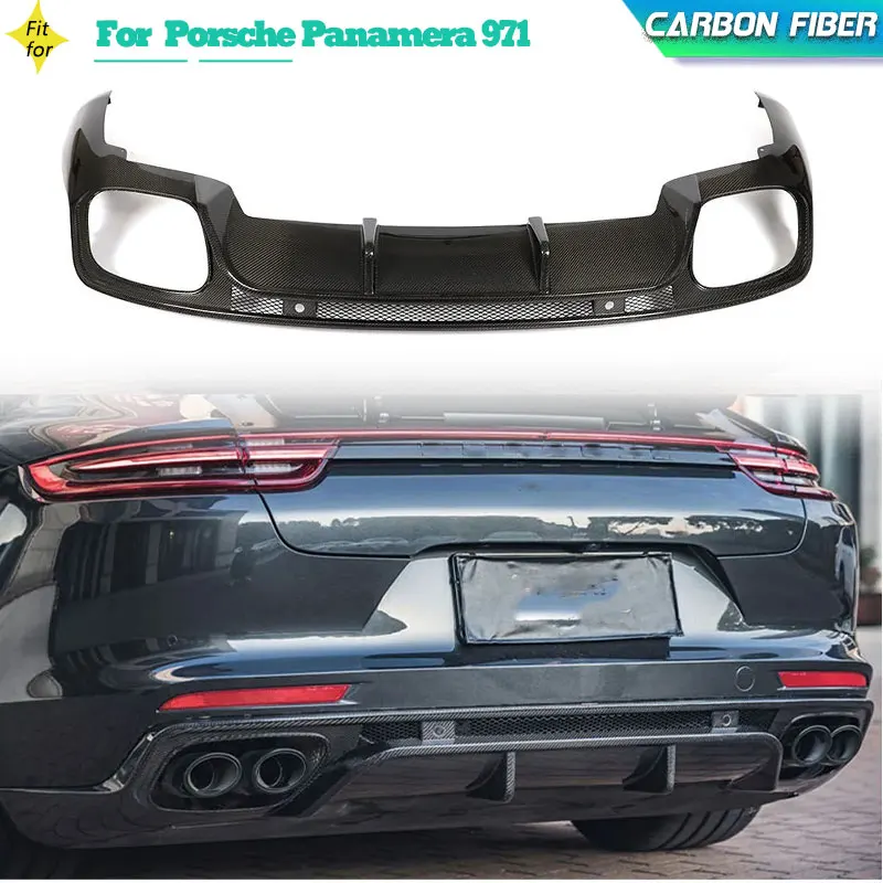 

Carbon Fiber Car Rear Bumper Diffuser Spoiler For Porsche Panamera 971 2017 2018 2019 Racing Rear Apron Lip Splitters Body Kit