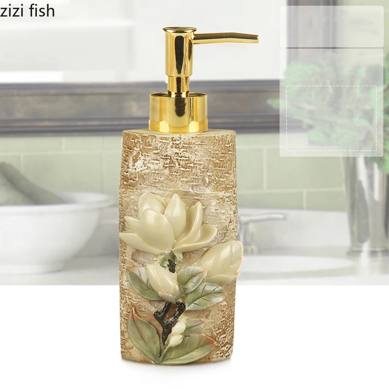 Floral Texture Portable Soap Dispenser for Bathroom