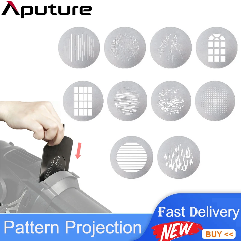 

Aputure 10 Gobo Kit Photography Fill Light Pattern Projection Film for Spotlight Mount