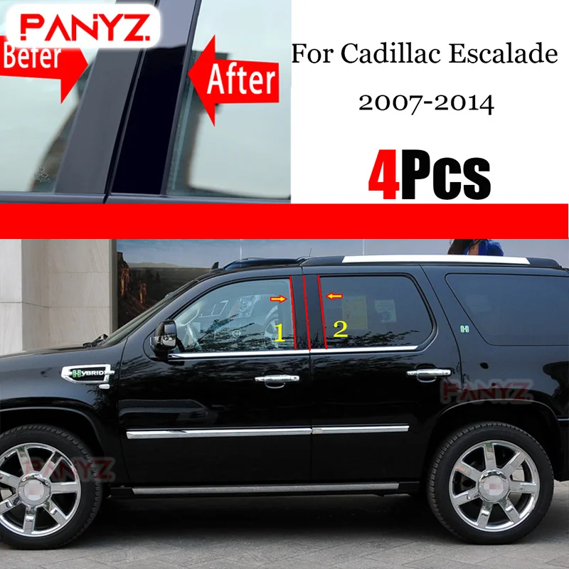 

Полированные столбы для стойки, 4 шт., подходят для Cadillac Escalade 2007-2014, накладка на окно, наклейка на колонку BC, аксессуары