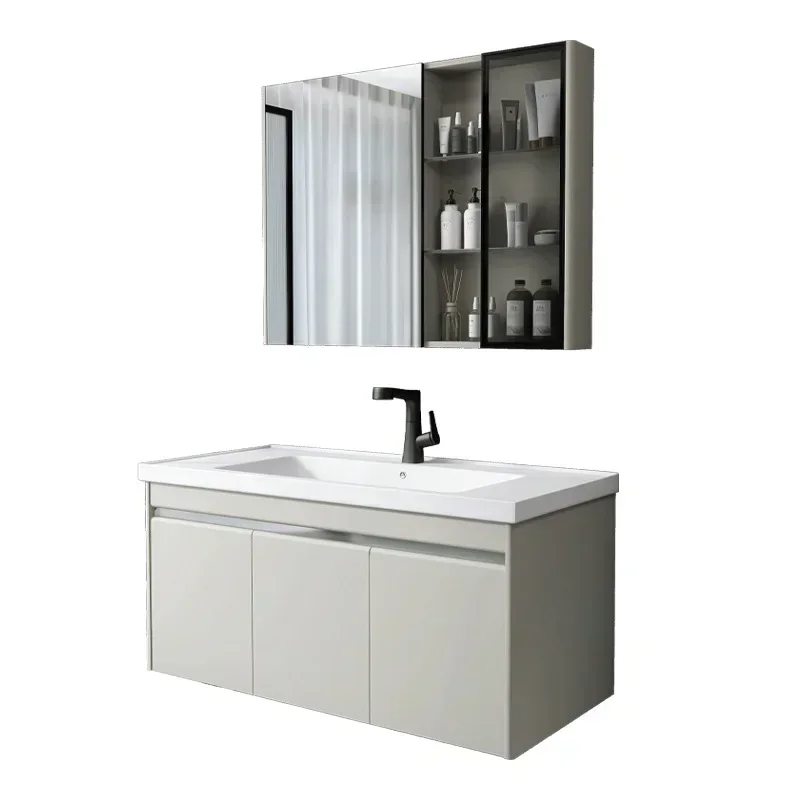 *Simple Modern Stainless Steel Bathroom Cabinet With Smart Mirror Slate Washbasin Bathroom Vanity Toilet Sink Furniture