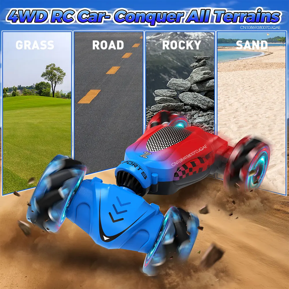 RC Stunt Car Toys for Kids Adults Boys Girl Double Sided Flip 2.4G Remote Control 360° Rotation Off Road Twist Drift RC Car Gift 4