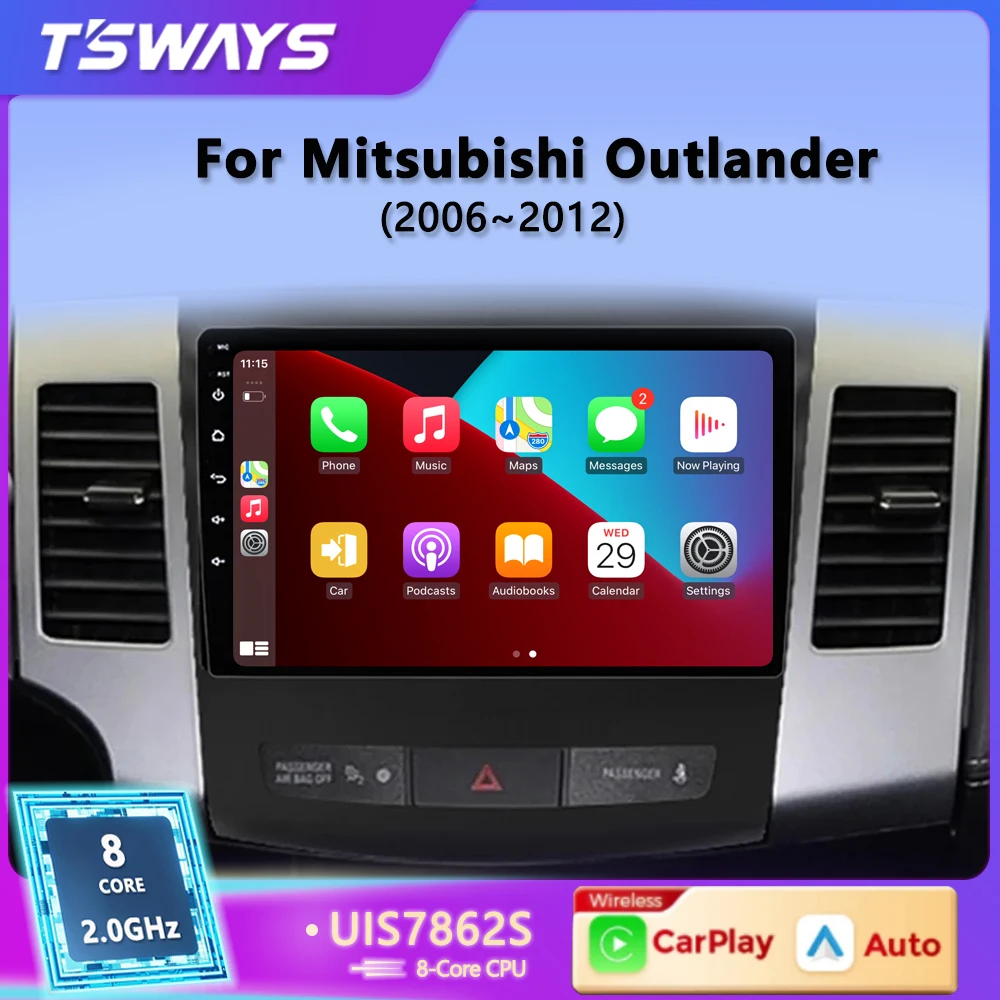 

Tsways 2 Din Android 12 Car Radio Multimedia Player For Mitsubishi Outlander 2006-2011 Peugeot 4007 Citroen C-Crosser Carplay