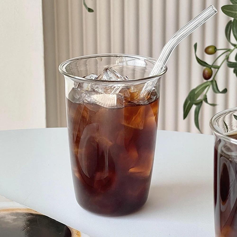 Glass Milk Cup Ins Style Tea Juice Milk Coffee Mug Home Water Glasses High Borosilicate Glasses Glass Cup Heat Resistant Coffee Glass Cup Heat Resistant Glass Cup Glass Water Cup Mason Jars Coffee Mug