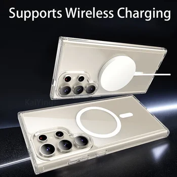 Transparent For Magsafe Case For Samsung Galaxy S25 S24 S23 FE S22 S21 Ultra Plus Wireless Charging Shockproof Clear Cover 3