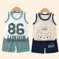 Ensemble de vêtements d'été en coton émaillé pour enfants, Économie et shorts pour bébés, haut en fibre précieuse, garçons et filles 1