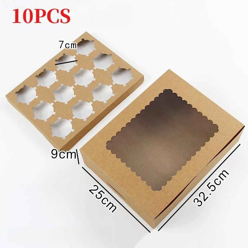 Cupcakedoos 12 gaten - Naturel (10 stuks)