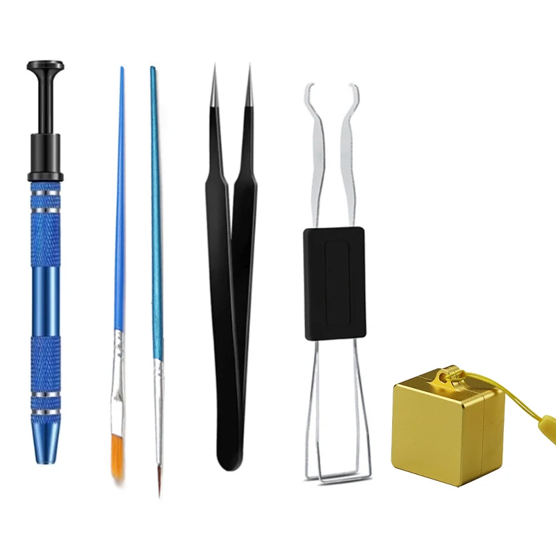 מקלדת מכאנית עם מקשי מתג, ערכות כלי עבודה להסרת מתגים, מחזיק גזע מתג, מברשת לשמירה על השומן, עט פתיחת מתגים