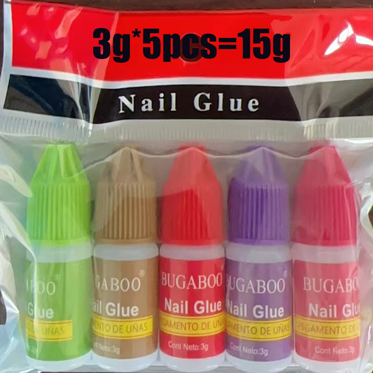 3g5PcsFalseNailTipsNailsGlue5BottledSetNailArtGlueFake