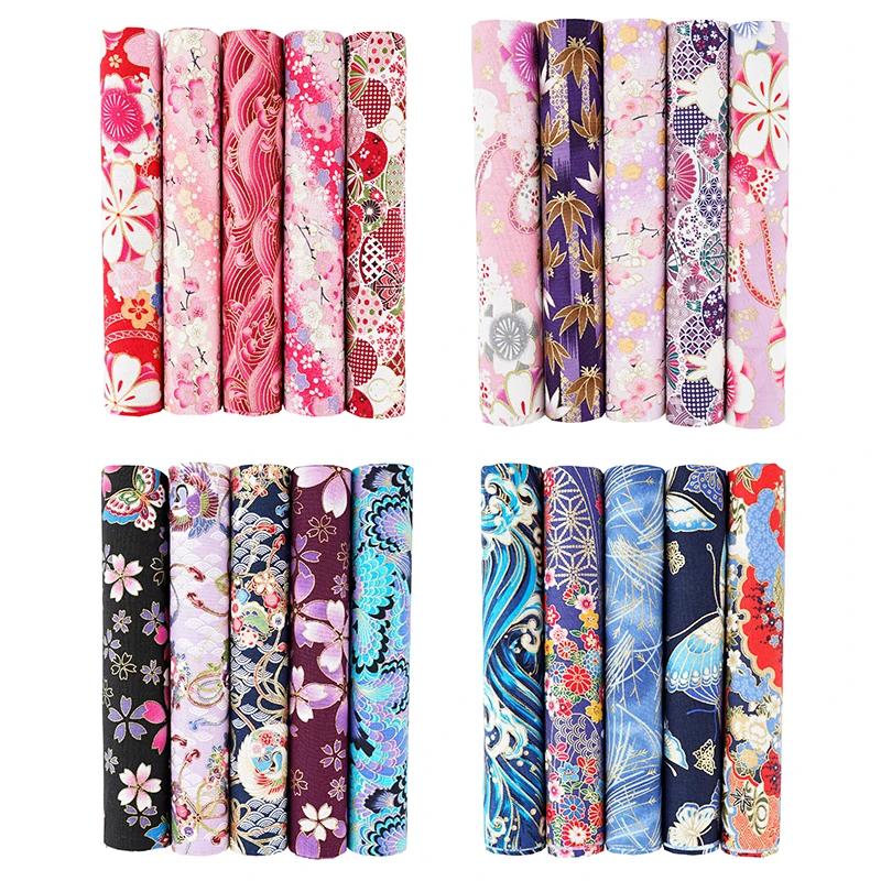 Japanese Style Cotton Fabric Handmade Patchwork Material Quilting Patch Sakura Clothing Fabric Diy Sewing Cloth 5pcs/set Cotton Fabric Cotton Poplin Fabric