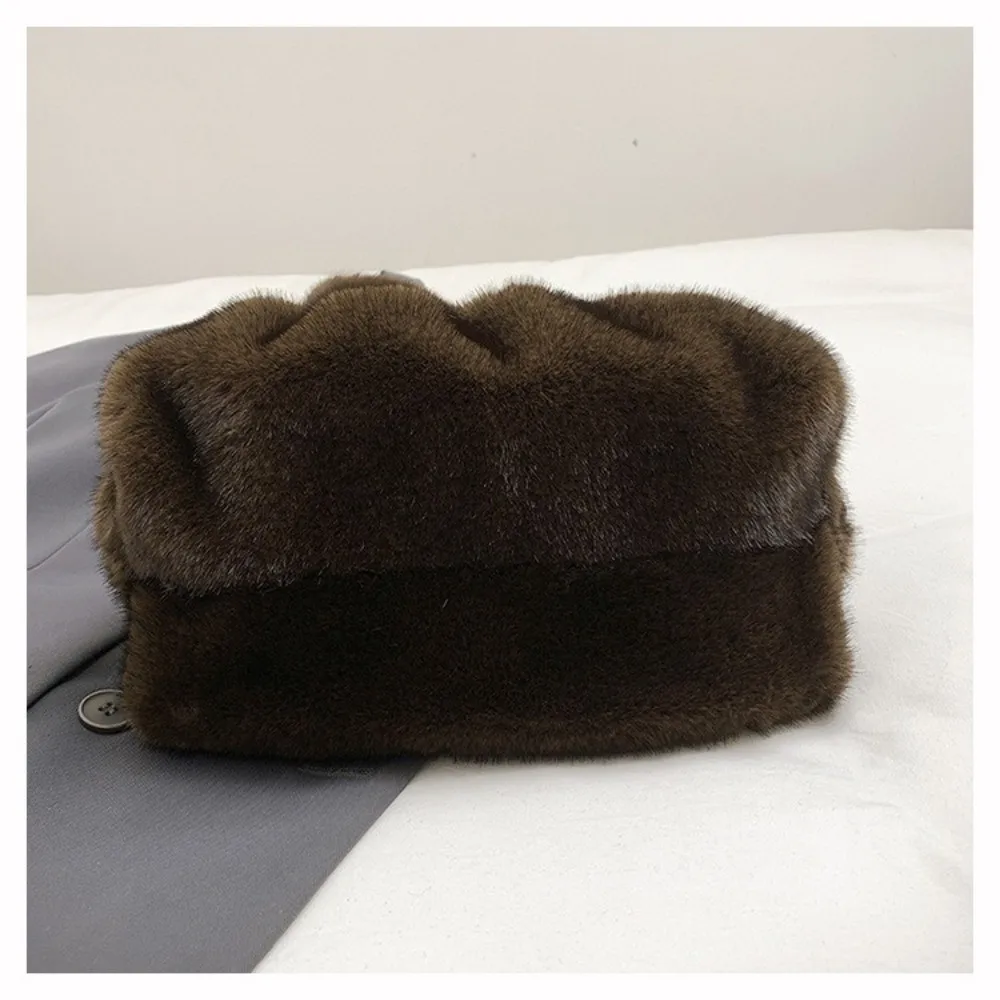 Cute Large Capacity Crossbody Bag Wrinkle Relaxed Texture Mink Fur Ladies Handbags Solid Color Shoulder Bag Female