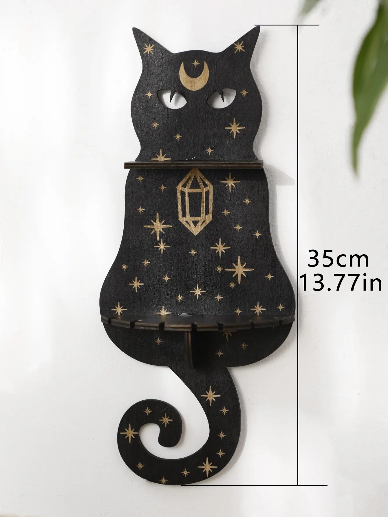 1pc Sun Moon Star Black Cat Floating Wall Shelf Wooden Crystal Shelf Display Wall Decor Display Shelf Boho Home Decoration Ledge