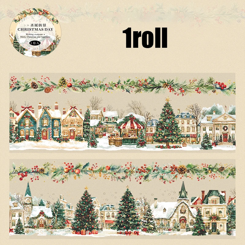 Mr. Paper Weihnachtslandschaft, Abdeckband, 1 Rolle, PET, Weihnachtsgeschenk, ältere Katze, Anime-Klebeband, Zuhause, Schreibwaren, Handbuch, Dekoration – Detail 10
