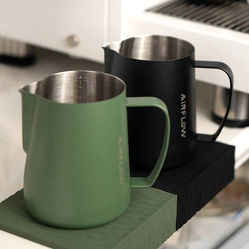AIRFLOW 400ML 600ML Milk Pitcher With Scale Stainless Steel Milk Frother Jug Latte Art Pitcher Espresso Steaming Cappuccino Cup, milk frothing pitcher